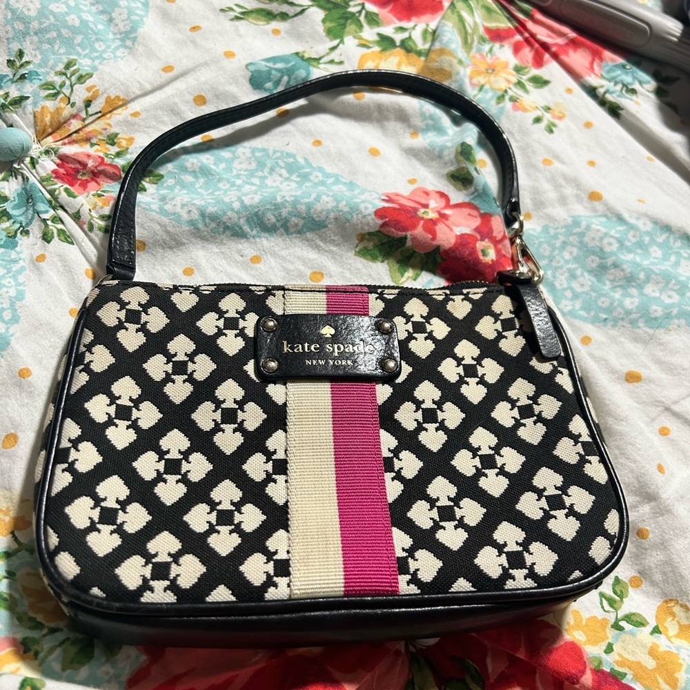 Kate Spade Black and Pink Patterned Shoulder Bag